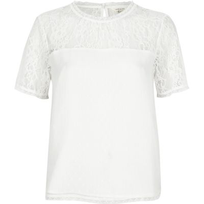 White lace insert T-shirt